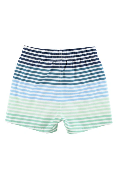 Shop Ruggedbutts Kids' Stripe Swim Trunks In Blue Green Multi