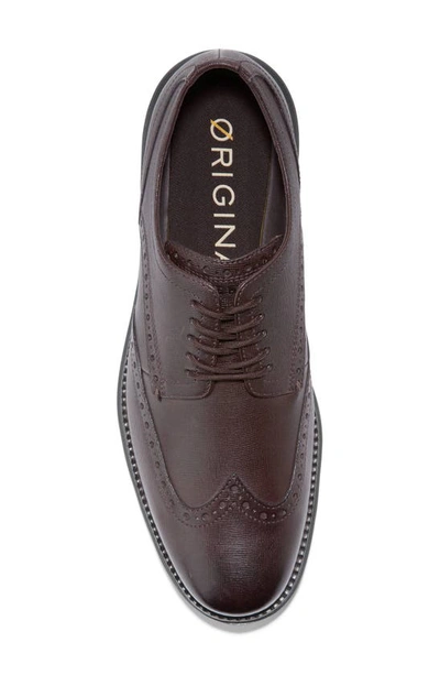 Shop Cole Haan Original Grand Wingtip Derby In Dark Chocolate/ Charcoal