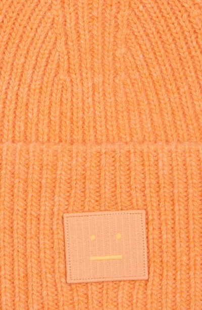Shop Acne Studios Face Patch Wool Beanie In Mandarin Orange Melange