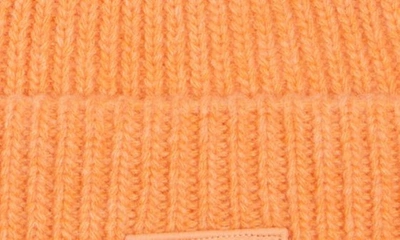 Shop Acne Studios Face Patch Wool Beanie In Mandarin Orange Melange