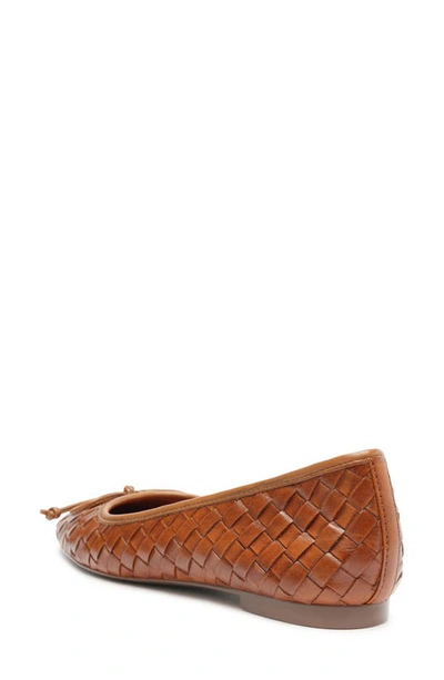 Schutz Arissa Woven Leather Bow Ballerina Flats In Miele