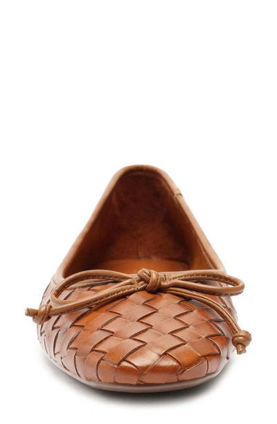 Schutz Arissa Woven Leather Bow Ballerina Flats In Miele