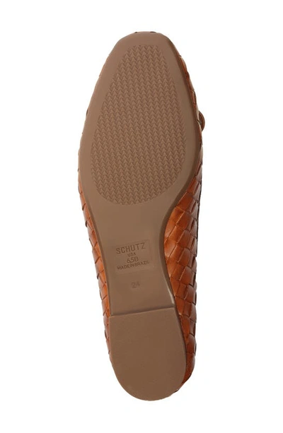 Schutz Arissa Woven Leather Bow Ballerina Flats In Miele