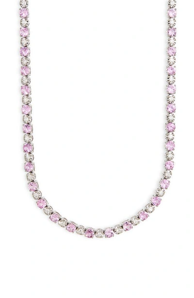 Shop Valani Atelier Pink Sapphire & Diamond Eternity Necklace In White Gold/ Sapphire/ Diamond