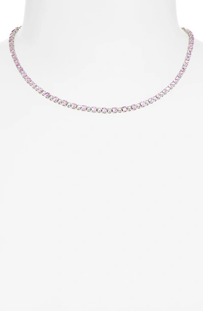 Shop Valani Atelier Pink Sapphire & Diamond Eternity Necklace In White Gold/ Sapphire/ Diamond