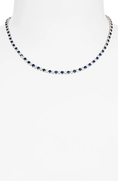 Shop Valani Atelier Sapphire & Diamond Eternity Necklace In White Gold/ Sapphire/ Diamond