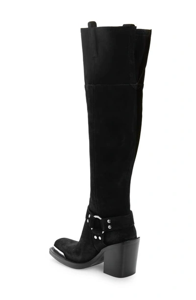 Shop Jeffrey Campbell Mazatlan Over The Knee Boot In Black Oiled Suede Silver