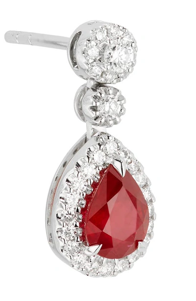 Shop Valani Atelier Ruby & Pavé Diamond Drop Earrings In White Gold/ Ruby/ Diamond