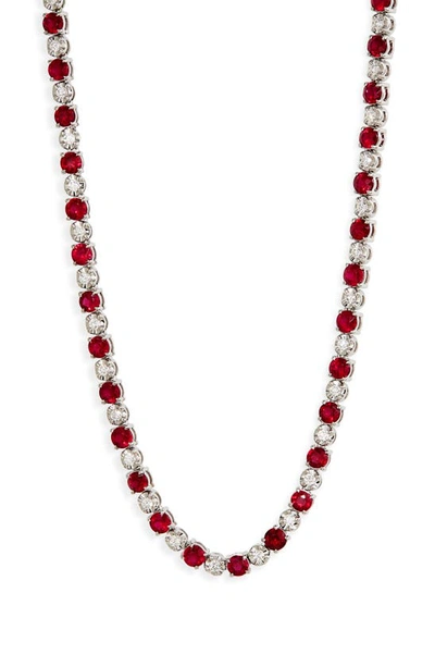 Shop Valani Atelier Ruby & Diamond Eternity Necklace In White Gold/ Ruby/ Diamond