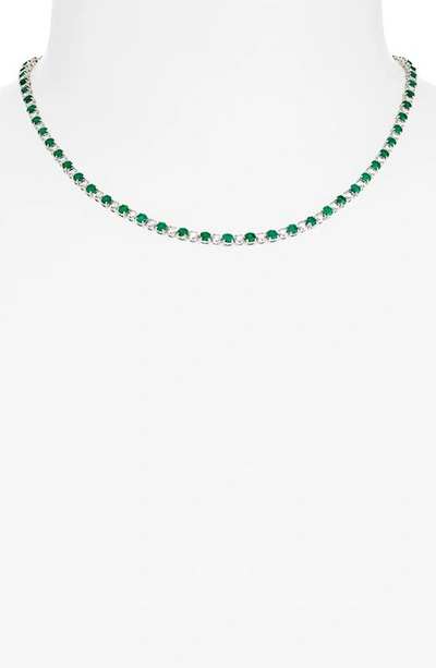 Shop Valani Atelier Emerald & Diamond Eternity Necklace In White Gold/ Emerald/ Diamond