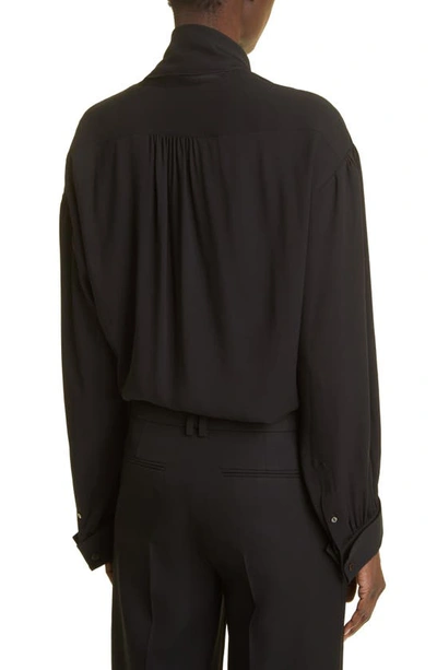 The Row Darnelle Draped Silk Top In Black