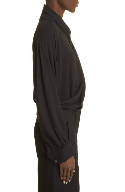 The Row Darnelle Draped Silk Top In Black