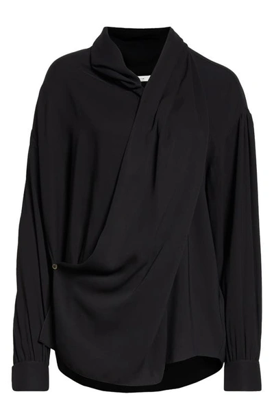 The Row Darnelle Draped Silk Top In Black