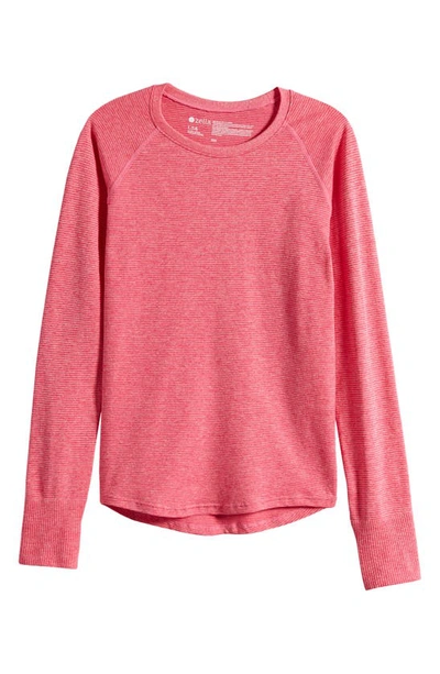 Shop Zella Girl Kids' Tranquil Seamless Long Sleeve Top In Pink Bright
