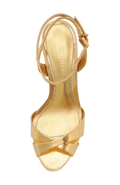 Shop Schutz Hilda Ankle Strap Sandal In Ouro Claro Orch