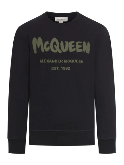 Shop Alexander Mcqueen Mcqueen Round Neck Sweatshirt In Black