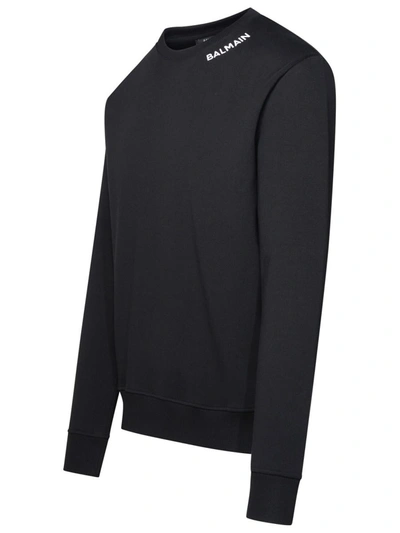 Shop Balmain Sweatshirt Neck Logo In Black