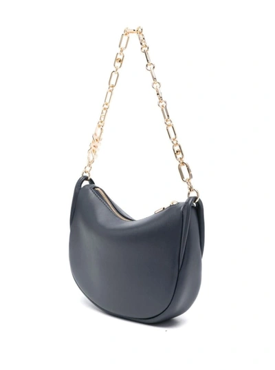 Shop Michael Michael Kors Blue Shoulder Bag With Logo Detail In Leather Woman