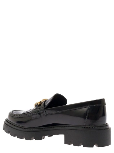 Shop Tod's Black Loafers With Oversized Platform In Patent Leather Woman