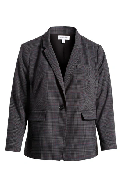 Vince Camuto Plaid One-button Blazer In Rich Black
