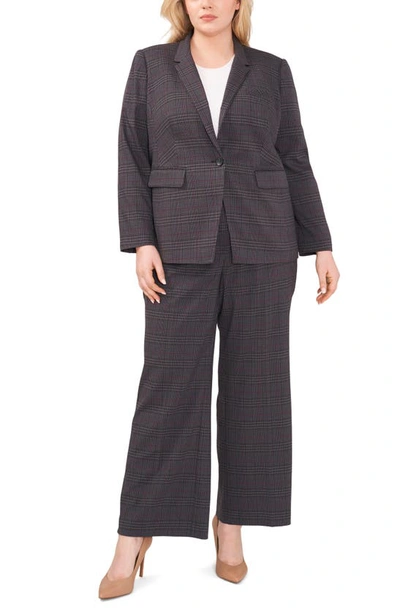 Vince Camuto Plaid One-button Blazer In Rich Black