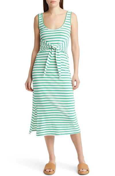 Shop Rails Meg Stripe Tie Waist Cotton Dress In Sailor Stripe Green