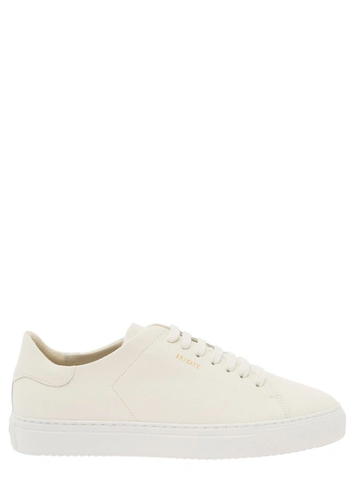 Shop Axel Arigato 'clean 90' White Low Top Sneakers With Laminated Logo In Leather Man