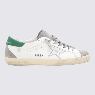 Shop Golden Goose White Leather Super Star Sneakers