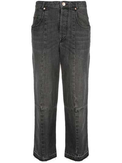 Shop Isabel Marant Cropped Straight-leg Jeans In Faded Black