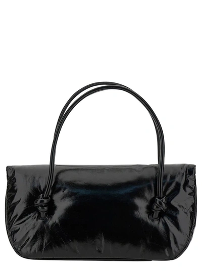 Shop Jil Sander Black Handbag With Embossed Logo In Leather Woman