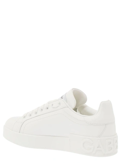 Shop Dolce & Gabbana 'portofino' White Low Top Sneakers With Logo Detail In Leather Woman