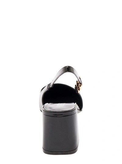 Shop Versace 'medusa 95' Black Slingback Pumps With Medusa Detail In Patent Leather Woman