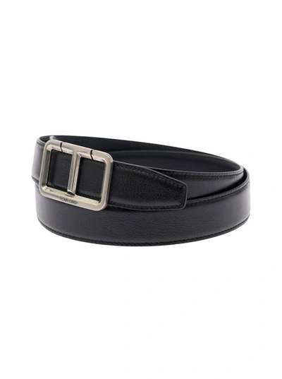 Shop Tom Ford Black Belt With T Buckle In Smooth Leather Man