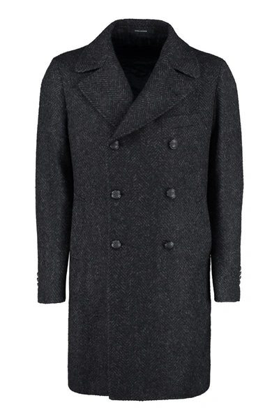 Shop Tagliatore Arden Double-breasted Wool Coat In Grey