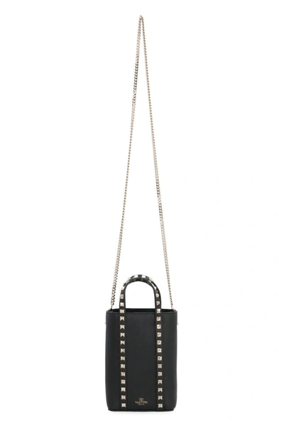 Shop Valentino Garavani - Rockstud Leather Bucket Bag In Black