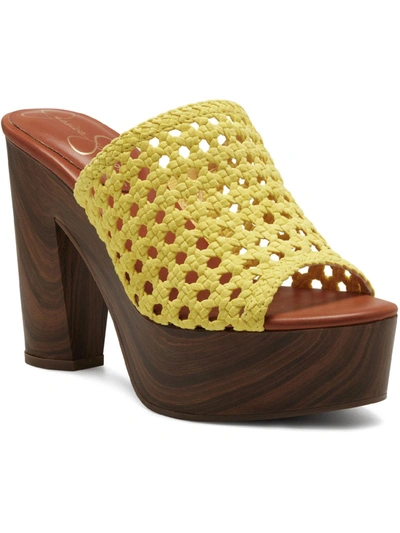 Shop Jessica Simpson Shelbie 2 Womens Woven Slip On Heels In Yellow