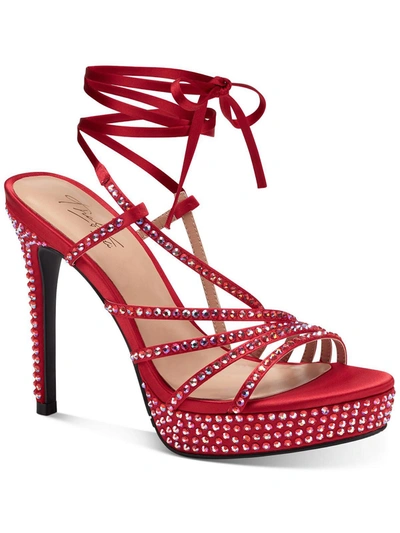 Shop Thalia Sodi Chilly Womens Satin Dressy Platform Sandals In Red