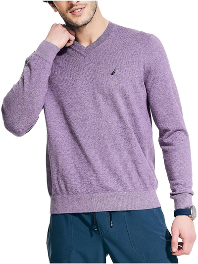 Shop Nautica Mens Lightweight Knit V-neck Sweater In Purple