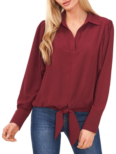 Shop Vince Camuto Womens Tie Front Collared Blouse In Red