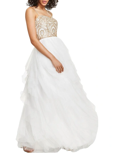 Shop Tlc Say Yes To The Prom Juniors Womens Embroidered Tiered Evening Dress In White
