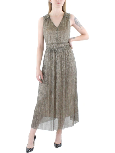 Shop Taylor Womens Metallic Sleeveless Fit & Flare Dress In Grey
