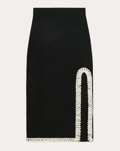Shop By Malene Birger Women's Gabie Embroidered Midi Skirt In Black