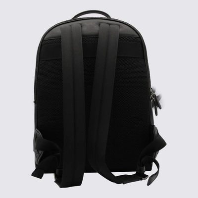 Shop Bally Black And White Leather Maverick Backpack