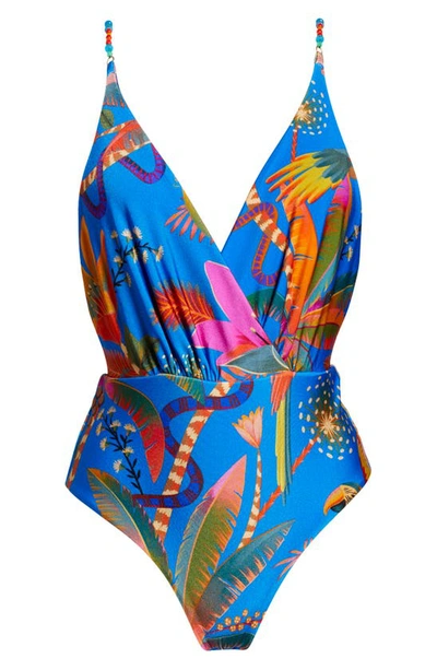 Shop Farm Rio Macaw Party One-piece Swimsuit In Macaw Party Blue