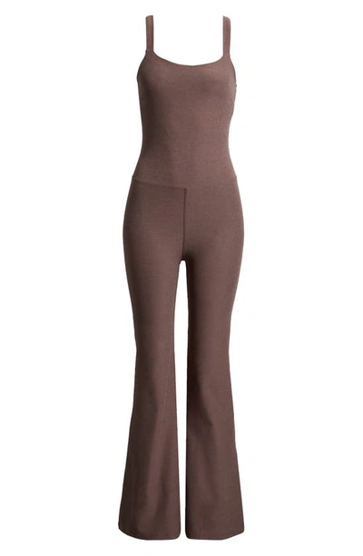 Shop Beyond Yoga Hit The Scene Space Dye Flare Jumpsuit In Truffle Heather