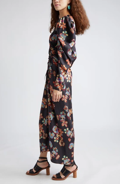 Shop Ulla Johnson Amalie Floral Long Sleeve Silk Maxi Dress In Lune