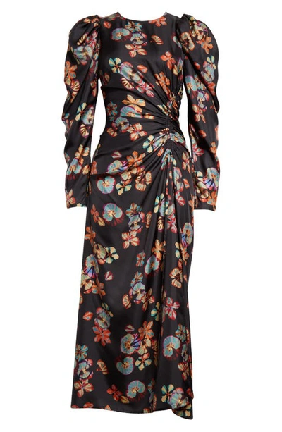 Shop Ulla Johnson Amalie Floral Long Sleeve Silk Maxi Dress In Lune
