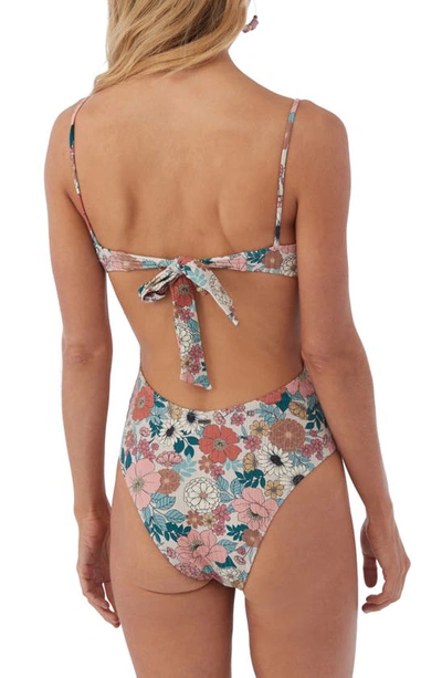 Shop O'neill Tenley Floral Kailua Underwire One-piece Swimsuit In Cement