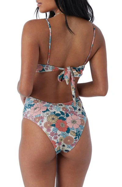 Shop O'neill Tenley Floral Kailua Underwire One-piece Swimsuit In Cement