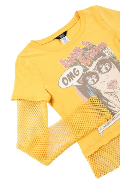 Shop Truce Kids' Layered Long Sleeve Cotton Graphic T-shirt In Gold
